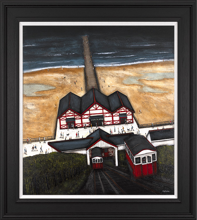 Sean Durkin, Original oil painting on panel, Lift to Town, Saltburn