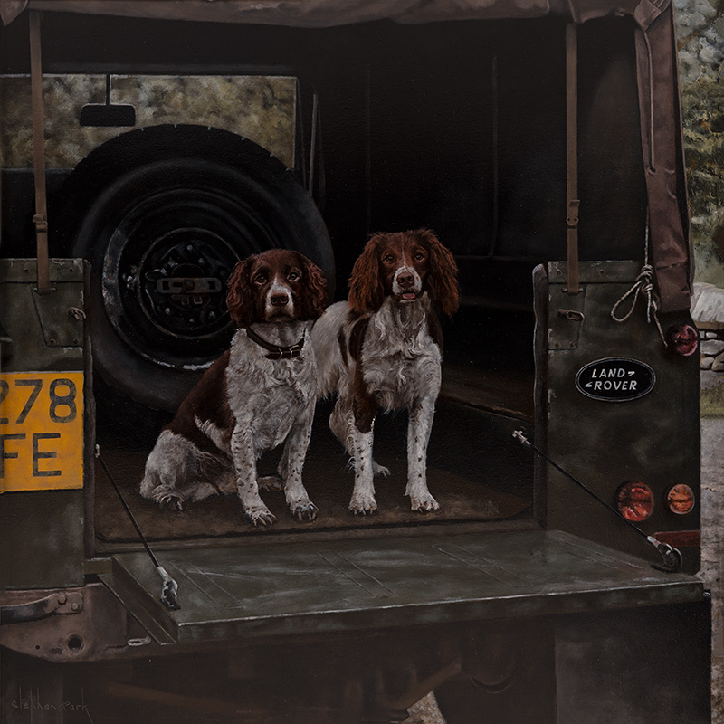 Stephen Park, Original oil painting on panel, Gun Dogs