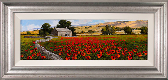 Steve Thoms, Original oil painting on panel, Scarlet Fields, Yorkshire Dales