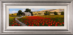 Steve Thoms, Original oil painting on panel, Scarlet Fields, Yorkshire Dales