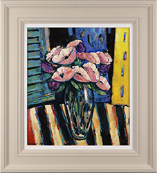 Terence Clarke, Original acrylic painting on canvas, Pink Poppies