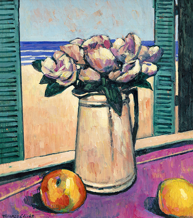 Terence Clarke, Original acrylic painting on board, Old Spanish Roses