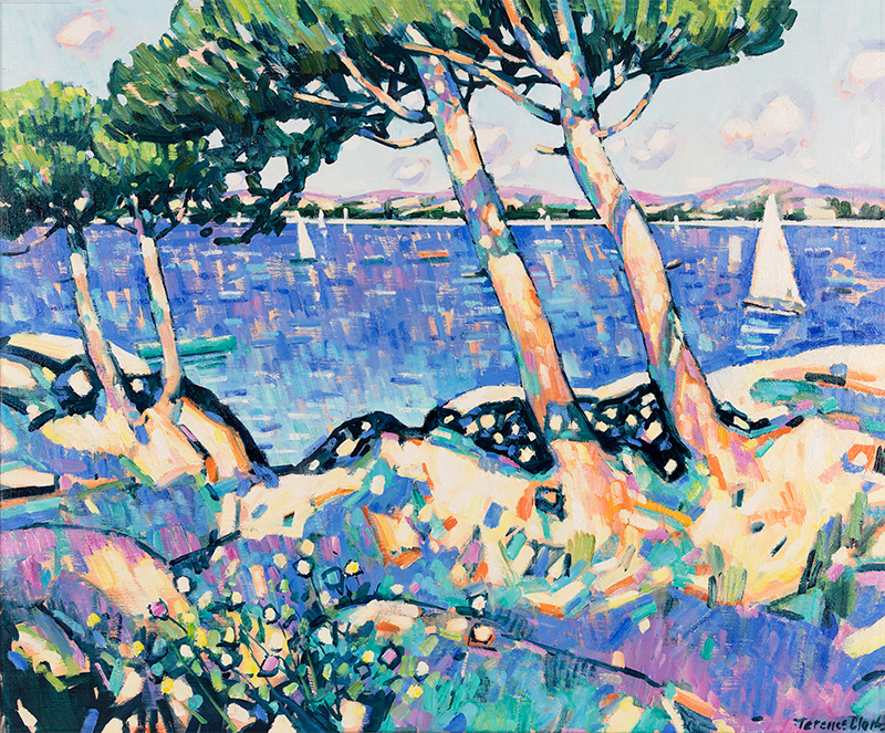 Terence Clarke, Original oil painting on canvas, Pines in the Camargue