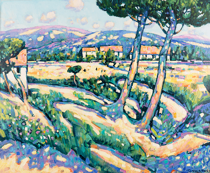 Terence Clarke, Original oil painting on canvas, Farmhouses in Provence