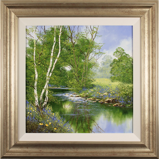 Terry Evans, Original oil painting on canvas, Silver Birches by the Beck, click to enlarge