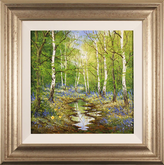 Terry Evans, Original oil painting on canvas, Birch and Bluebell, click to enlarge