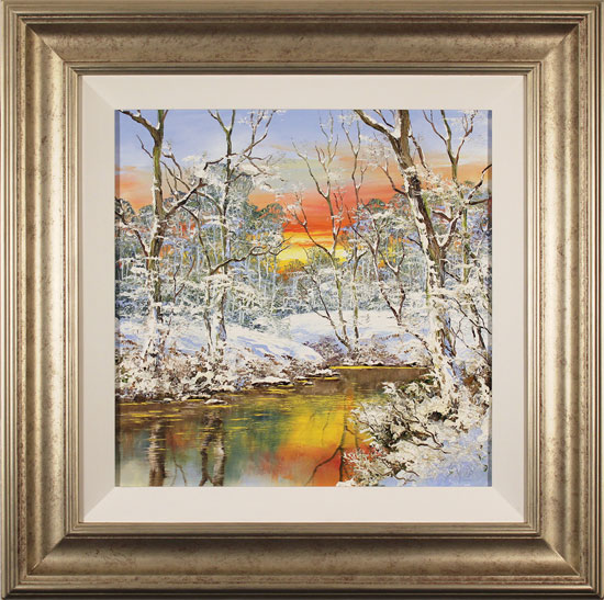 Terry Evans, Original oil painting on canvas, Burning Winter Sunset, click to enlarge