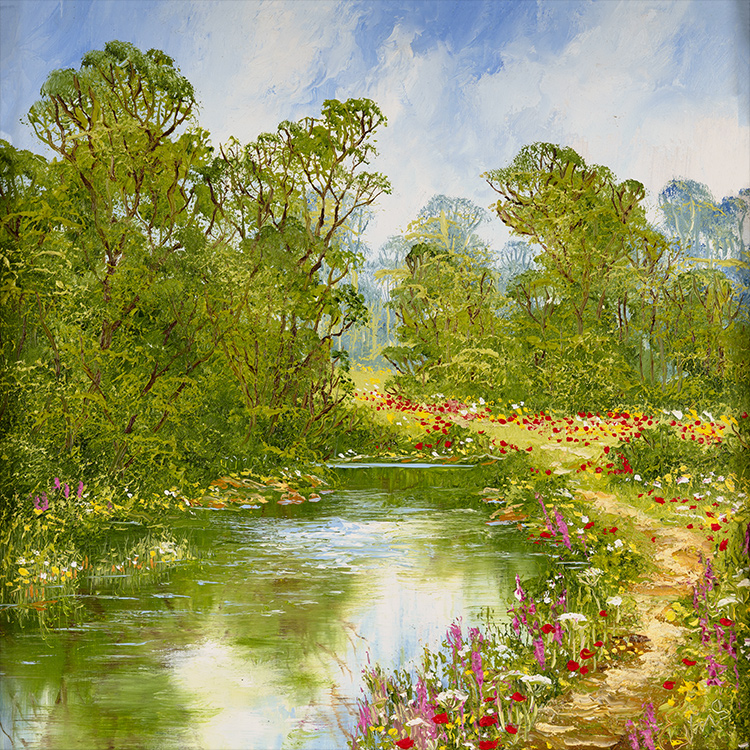 Terry Evans, Original oil painting on panel, Tranquil Midsummer