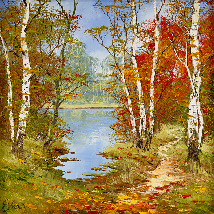 Terry Evans, Original oil painting on panel, Among the Birch Woods