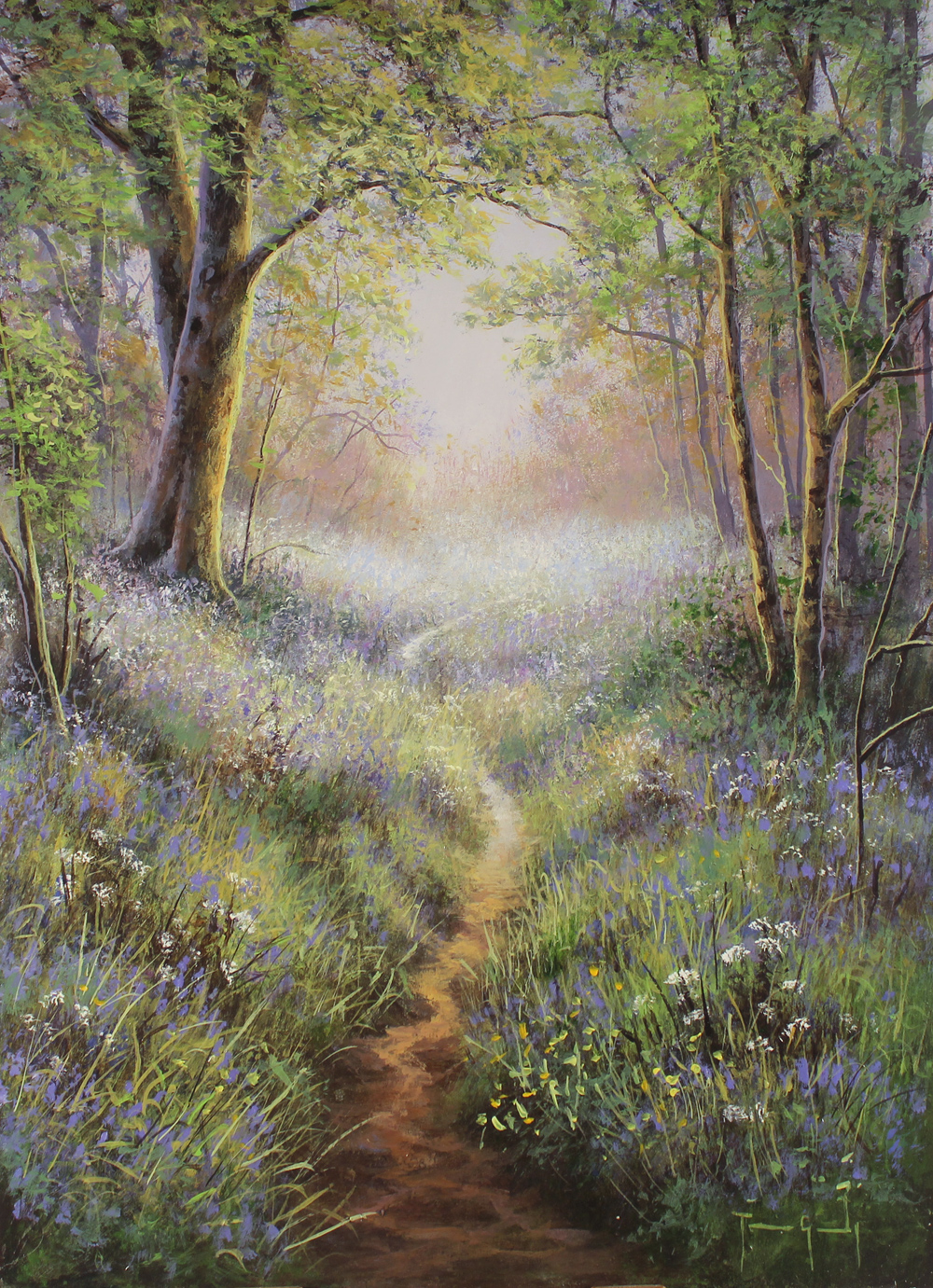 Terry Grundy, Original oil painting on panel, The Bluebell Wood ...