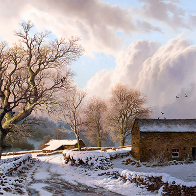 Daniel Van Der Putten, Winter on B6160, Kettlewell, Original oil painting on panel